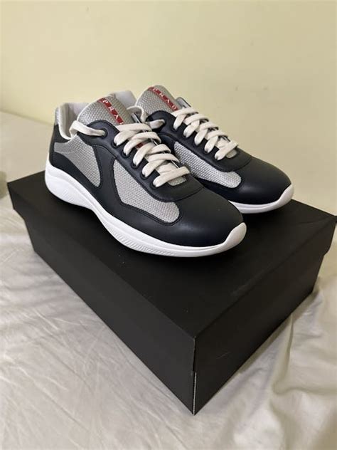 www.prada sneakers used navy blue cheep cheap|prada americas cup navy.